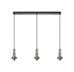 Urasawa Linear 3 Light Pendant, (FRAME ONLY), 3 x E27, Black Chrome/Matt Black