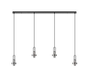 Urasawa Linear 4 Light Pendant, (FRAME ONLY), 4 x E27, Polished Nickel/Matt Black