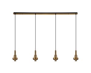 Urasawa Linear 4 Light Pendant, (FRAME ONLY), 4 x E27, Brass Gold/Matt Black
