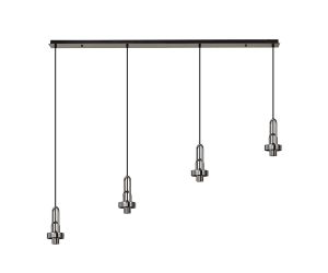Urasawa Linear 4 Light Pendant, (FRAME ONLY), 4 x E27, Black Chrome/Matt Black