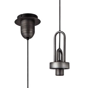 Urasawa 14cm 1 Light Pendant, (FRAME ONLY), 1 x E27, Aged Pewter/Matt Black
