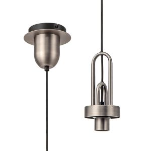 Urasawa 14cm 1 Light Pendant, (FRAME ONLY), 1 x E27, Antique Silver/Matt Black