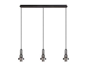 Urasawa Linear 3 Light Pendant, (FRAME ONLY), 3 x E27, Aged Pewter/Matt Black