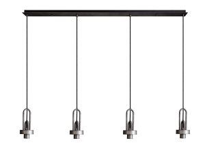 Urasawa Linear 4 Light Pendant, (FRAME ONLY), 4 x E27, Aged Pewter/Matt Black