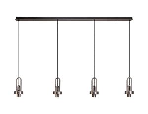 Urasawa Linear 4 Light Pendant, (FRAME ONLY), 4 x E27, Antique Silver/Matt Black