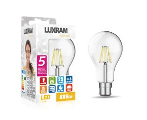 Value Classic LED GLS B22d Dimmable 8W Warm White 2700K, 806lm, Clear Finish