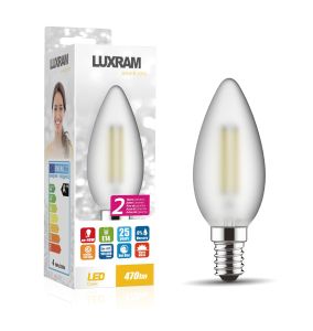 Value Classic LED Candle E14 4W Warm White 2700K, 470lm, Frosted Finish