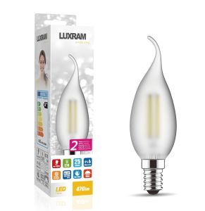 Value Classic LED Candle Tip E14 4W Warm White 2700K, 470lm, Frosted Finish