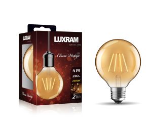 Value Vintage LED Globe 80mm E27 4W 2200K, 330lm, Gold Glass