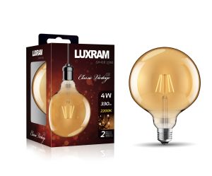 Value Vintage LED Globe 125mm E27 4W 2200K, 330lm, Gold Glass