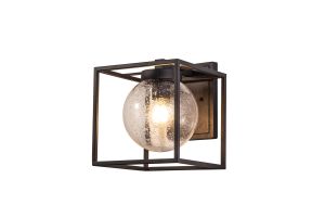 Venerdi Down Wall Lamp, 1 x E27, IP54, Anthracite/Clear Seeded Glass, 2yrs Warranty