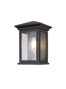 Violetta Flush Wall Lamp, 1 x E27, IP54, Anthracite/Clear Seeded Glass, 2yrs Warranty