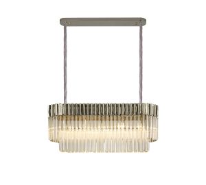 Vita 100 x 32cm Pendant Rectangle 5 Light E14, Polished Nickel/Clear Sculpted Glass, Item Weight: 21.2kg