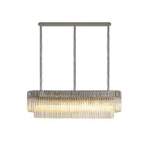 Vita 150 x 40cm Pendant Rectangle 7 Light E14, Polished Nickel/Clear Sculpted Glass, Item Weight: 28kg