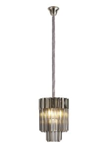 Vita 30cm Pendant Round 4 Light E14, Polished Nickel / Smoke Sculpted Glass