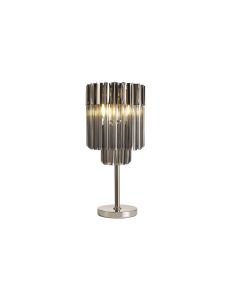 Vita 30 x H65cm Table Lamp 3 Light E14, Polished Nickel / Smoke Sculpted Glass