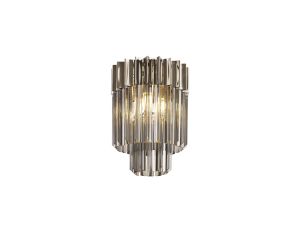 Vita 30cm Flush Ceiling Round 3 Light E14, Polished Nickel / Smoke Sculpted Glass