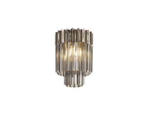 Vita 30cm Ceiling Round 3 Light E14, Polished Nickel / Smoke Sculpted Glass