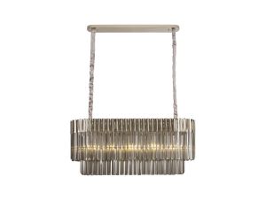Vita 100 x 32cm Linear Pendant Rectangle 5 Light E14, Polished Nickel / Smoke Sculpted Glass, Item Weight: 21kg