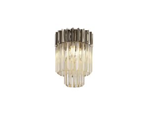 Vita 30cm Flush Ceiling Round 3 Light E14, Polished Nickel / Cognac Sculpted Glass