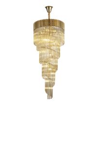 Vita 70cm Pendant Round 5 Layer Spiral 23 Light E14, Brass / Cognac Sculpted Glass, Item Weight: 57kg