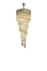 Vita 70cm Pendant Round 5 Layer Spiral 23 Light E14, Polished Nickel / Cognac Sculpted Glass, Item Weight: 57kg