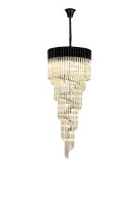 Vita 70cm Pendant Round 5 Layer Spiral 23 Light E14, Matt Black / Cognac Sculpted Glass, Item Weight: 57kg