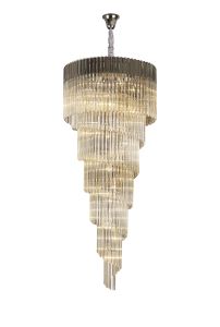 Vita 90cm Pendant Round 7 Layer Spiral 31 Light E14, Polished Nickel / Cognac Sculpted Glass, Item Weight: 93kg