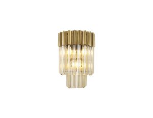 Vita 27.5 x H41cm Wall 3 Light E14, Brass / Cognac Sculpted Glass