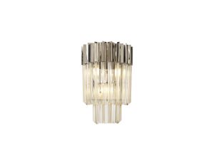 Vita 27.5 x H41cm Wall 3 Light E14, Polished Nickel / Cognac Sculpted Glass