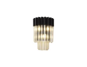 Vita 27.5 x H41cm Wall 3 Light E14, Matt Black / Cognac Sculpted Glass