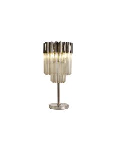 Vita 30 x H65cm Table Lamp 3 Light E14, Polished Nickel / Cognac Sculpted Glass