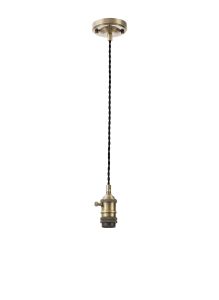 Luxe 11cm Switched Pendant Light (FRAME ONLY) 1.5m, 1 x E27, Antique Brass / Black 2 Core Twisted Cable