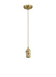 Luxe Switched Pendant Light Kit 1.5m, 1 x E27, Brass / Pale Gold 2 Core Twisted Cable