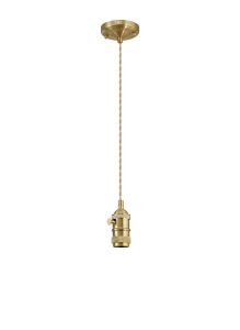 Luxe 11cm Switched Pendant Light (FRAME ONLY) 1.5m, 1 x E27, Brass / Pale Gold 2 Core Twisted Cable