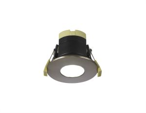 Prism 8W, 90mA, Dimmable CCT LED Fire Rated Downlight, Antique Brass Fascia, Cut Out: 70mm, 900lm, 60° Deg, IP65 DRIVER INC. 5yrs Warranty