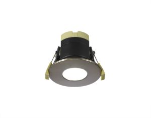 Prism 8W, Dimmable CCT LED Fire Rated Downlight, Antique Brass Fascia, Cut Out: 70mm, 900lm, 60° Deg, IP65 DRIVER INC. 5yrs Warranty