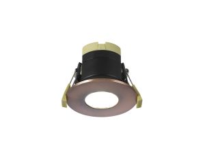 Prism 8W, 90mA, Dimmable CCT LED Fire Rated Downlight, Antique Copper Fascia, Cut Out: 70mm, 900lm, 60° Deg, IP65 DRIVER INC 5yrs Warranty