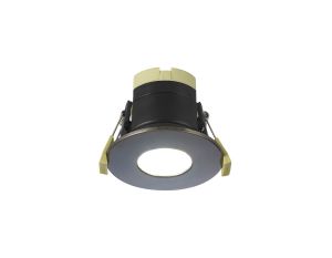 Prism 8W, 90mA, Dimmable CCT LED Fire Rated Downlight, With Black Chrome, Cut Out: 70mm, 900lm, 60° Deg, IP65 DRIVER INC., 5yrs Warranty