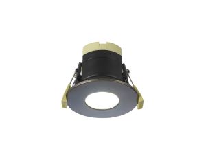Prism 8W, Dimmable CCT LED Fire Rated Downlight, With Black Chrome, Cut Out: 70mm, 900lm, 60° Deg, IP65 DRIVER INC., 5yrs Warranty