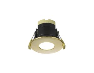 Prism 8W, 90mA, Dimmable CCT LED Fire Rated Downlight, With Brass Fascia, Cut Out: 70mm, 900lm, 60° Deg, IP65 DRIVER INC., 5yrs Warranty