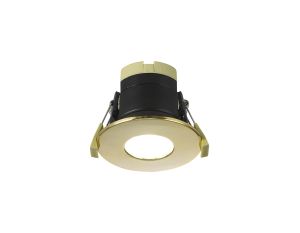 Prism 8W, Dimmable CCT LED Fire Rated Downlight, With Brass Fascia, Cut Out: 70mm, 900lm, 60° Deg, IP65 DRIVER INC., 5yrs Warranty