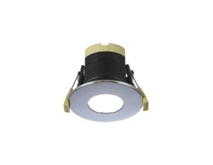 Prism 8W, 90mA, Dimmable CCT LED Fire Rated Downlight, With Chrome Fascia, Cut Out: 70mm, 900lm, 60° Deg, IP65 DRIVER INC., 5yrs Warranty