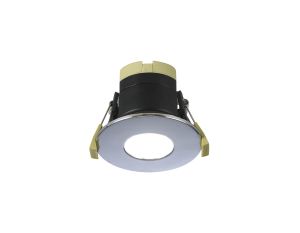Prism 8W, Dimmable CCT LED Fire Rated Downlight, With Chrome Fascia, Cut Out: 70mm, 900lm, 60° Deg, IP65 DRIVER INC., 5yrs Warranty
