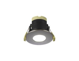 Prism 8W, 90mA, Dimmable CCT LED Fire Rated Downlight, Satin Nickel Fascia, Cut Out: 70mm, 900lm, 60° Deg, IP65 DRIVER INC. 5yrs Warranty
