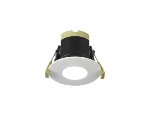 Prism 8W, 90mA, Dimmable CCT LED Fire Rated Downlight, With Matt White, Cut Out: 70mm, 900lm, 60° Deg, IP65 DRIVER INC., 5yrs Warranty