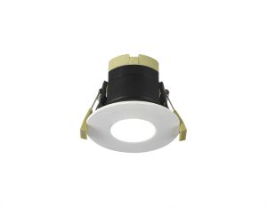 Prism 8W, Dimmable CCT LED Fire Rated Downlight, With Matt White, Cut Out: 70mm, 900lm, 60° Deg, IP65 DRIVER INC., 5yrs Warranty