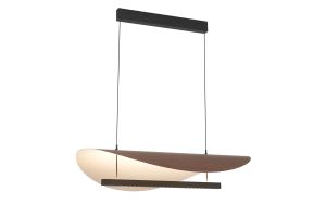 Abisal 1m Triac Dimmable Pendant, 40W LED, 3000K, 5360lm, Black/Dark Wood, 3yrs Warranty