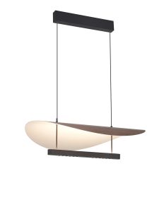 Abisal 80cm Triac Dimmable Pendant, 28W LED, 3000K, 3380lm, Black/Dark Wood, 3yrs Warranty
