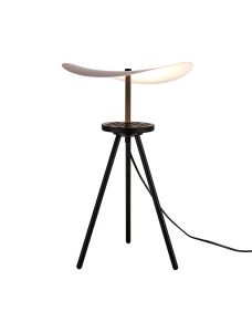 Abisal 45cm Dimmable Table Lamp, 10W LED, 2700-5700K CCT Remote Control, 950lm, Black/Dark Wood, 3yrs Warranty